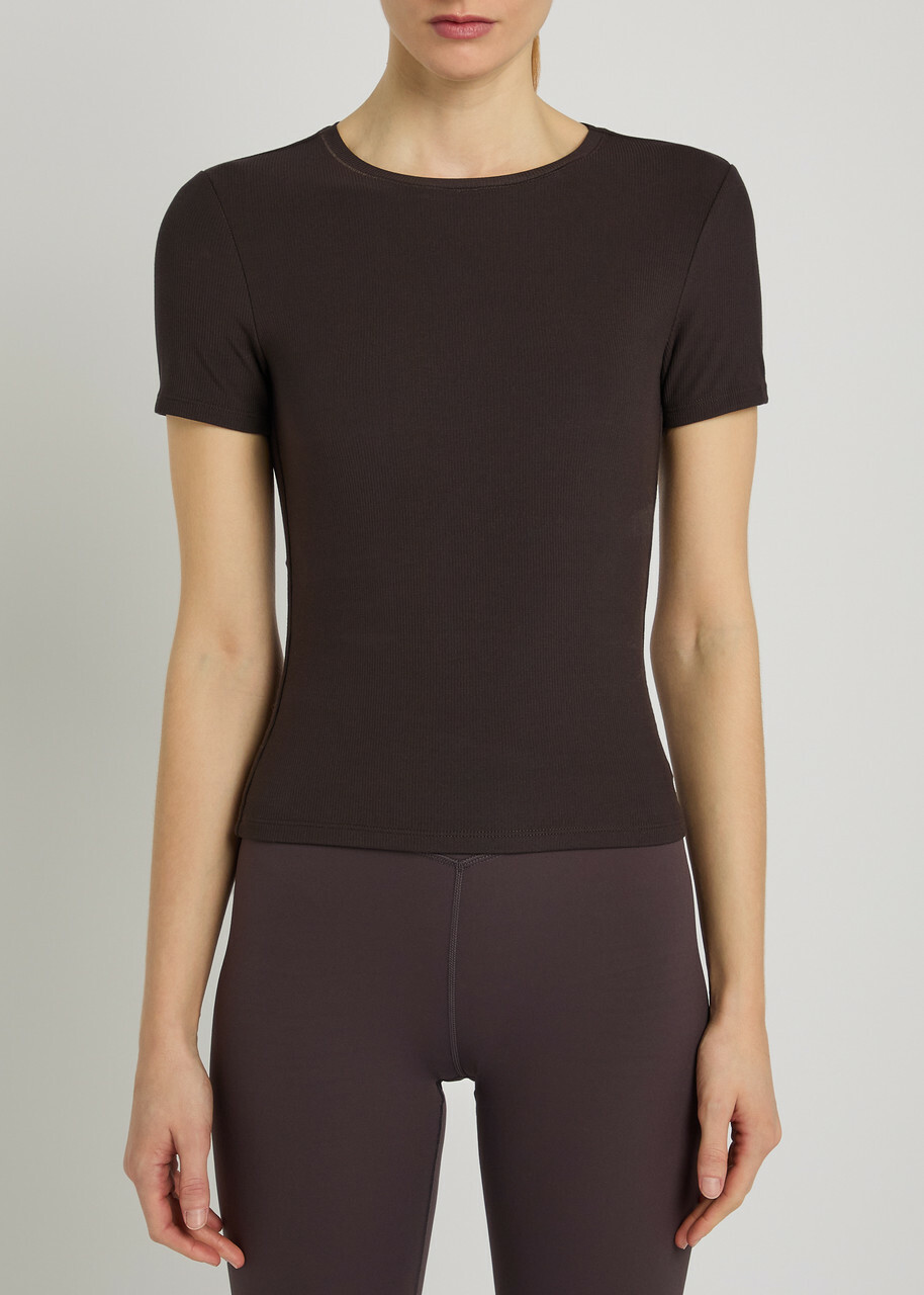 Tala 365 Ribbed Stretch-modal T-shirt Brown