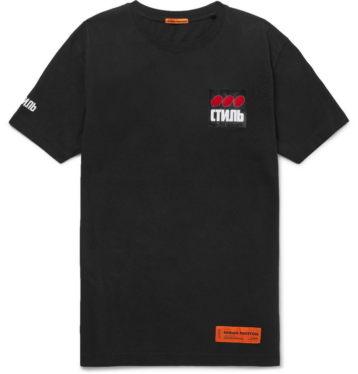 Photo: Heron Preston - Printed Cotton-Jersey T-Shirt - Black