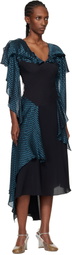 Kiko Kostadinov Black & Blue Plexus Midi Dress