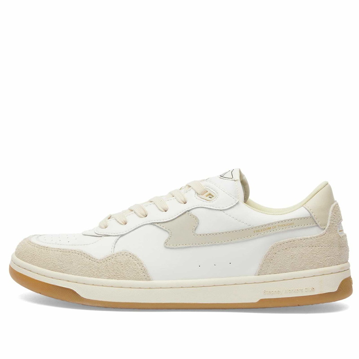Photo: Stepney Workers Club Men's Pro Cup 01 S-Strike Leather Sneaker in Spring White