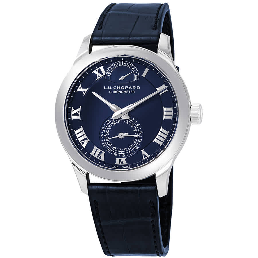 Chopard L.U.C Quattro Blue Dial Platinum Mens Watch 161926-9001