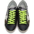 Golden Goose Black and Silver Glitter Superstar Sneakers