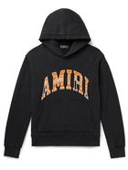 AMIRI - Distressed Logo-Appliquéd Cotton-Jersey Hoodie - Black