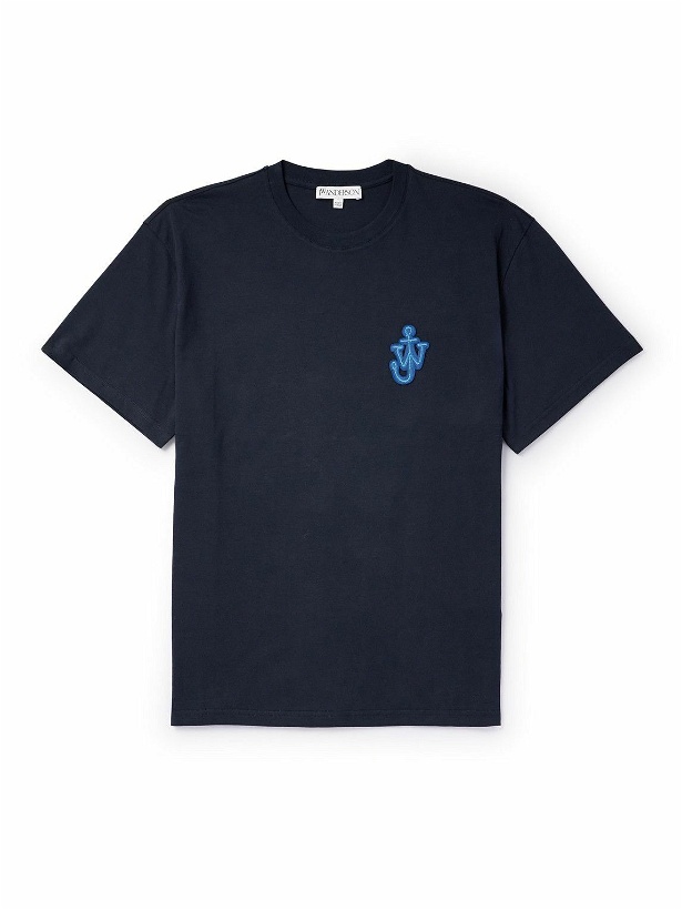 Photo: JW Anderson - Logo-Appliquéd Cotton-Jersey T-Shirt - Blue