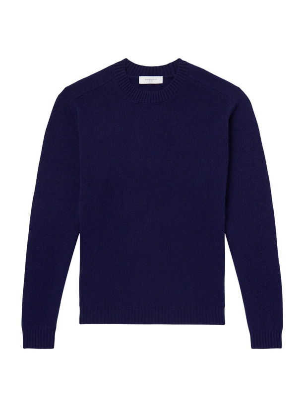 Photo: Boglioli - Wool and Cashmere-Blend Sweater - Blue