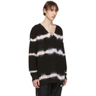 MSGM Black Tie-Dye V-Neck Sweater