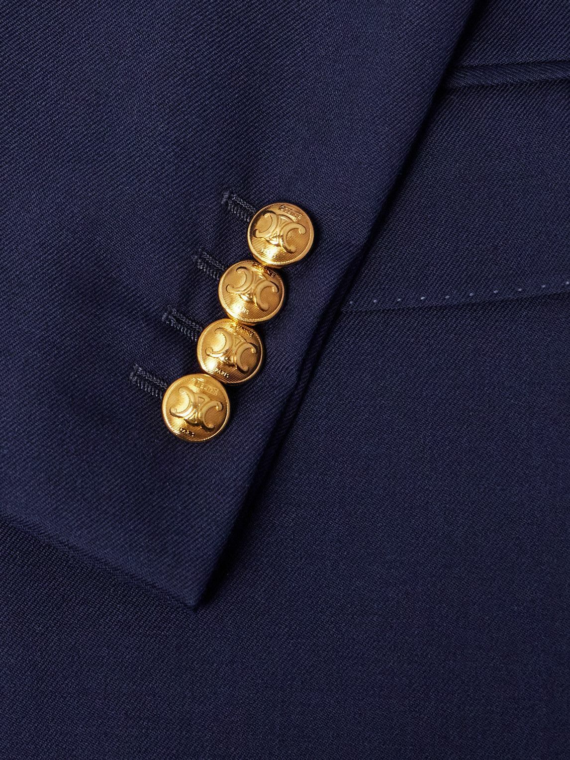 CELINE - Camden Double-Breasted Gabardine Blazer - Blue