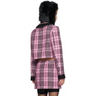 Anna Sui Pink Plaid Beaded Jacket