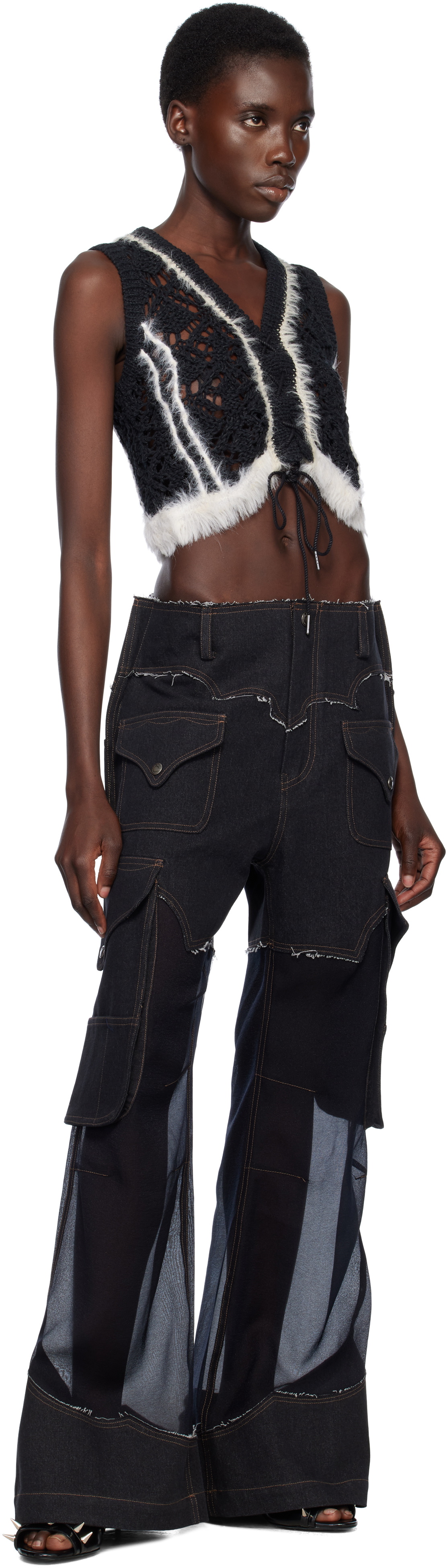 Andersson Bell Black Western Lace-Up Knit Vest