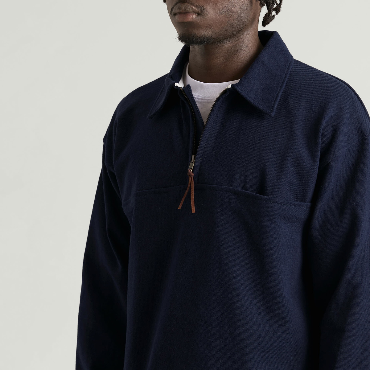 Café Mountain Men's Quarter Zip Heavy Sweatshirt in Navy