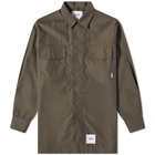 WTAPS Men's Huey Poplin Shirt in Olive Drab