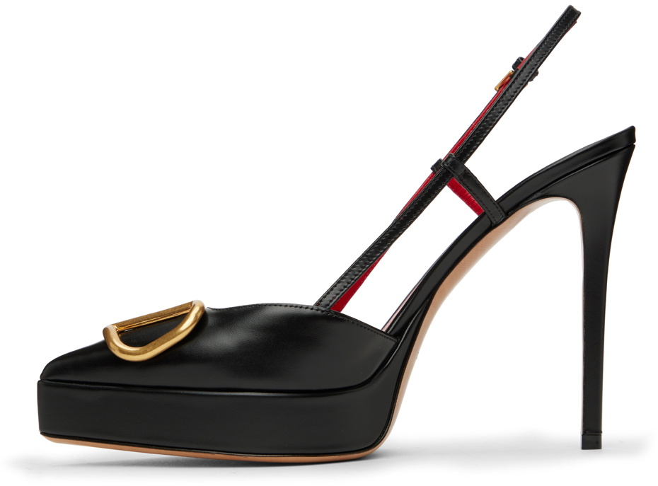Valentino Garavani Black VLogo Slingback Platform Heels