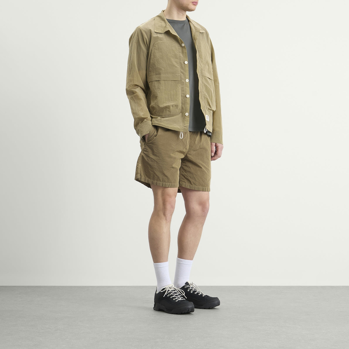 Ranra Men's Epitome Shiny Nylon Overshirt in Green