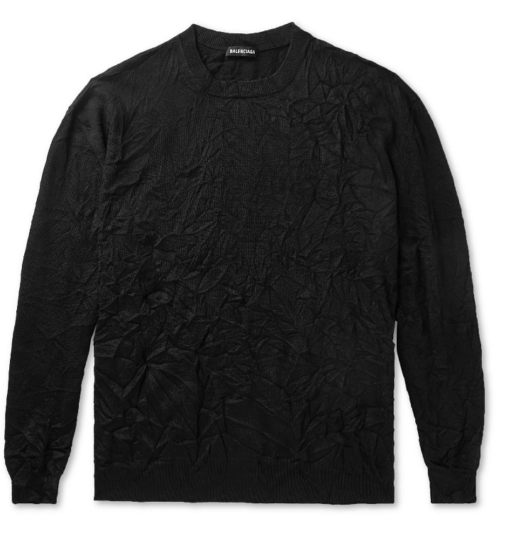 Photo: Balenciaga - Crinkled Knitted Sweater - Black