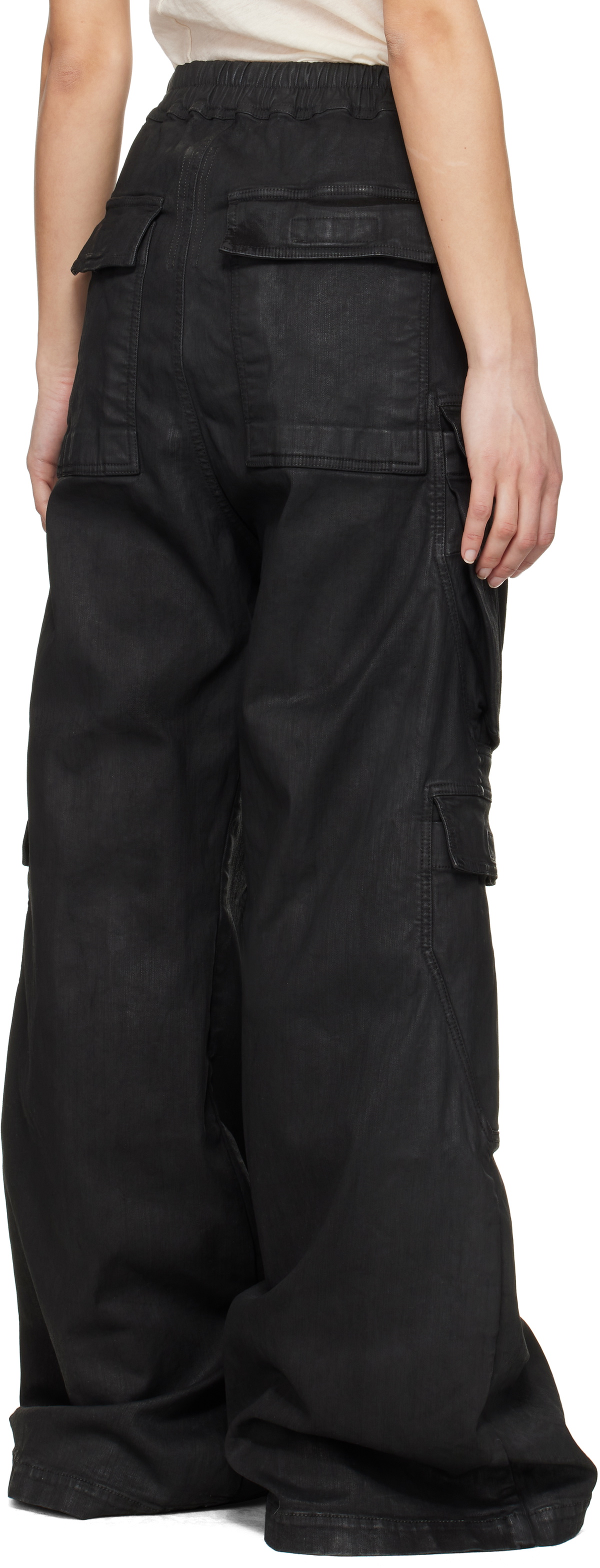 Rick Owens DRKSHDW Black Hollywood Double Cargo Jumbo Belas Jeans 