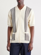 Beams Plus - Striped Knitted Half-Zip Polo Shirt - Neutrals