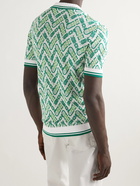 Casablanca - Slim-Fit Logo-Appliquéd Jacquard-Knit Polo Shirt - Green