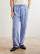 Polo Ralph Lauren - Wide-Leg Checked Woven Linen Trousers - Blue