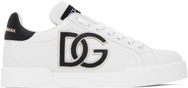 Photo: Dolce & Gabbana White & Black Portofino Low Sneakers