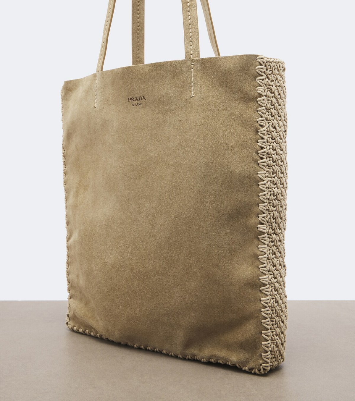 Prada Large crochet suede shopper