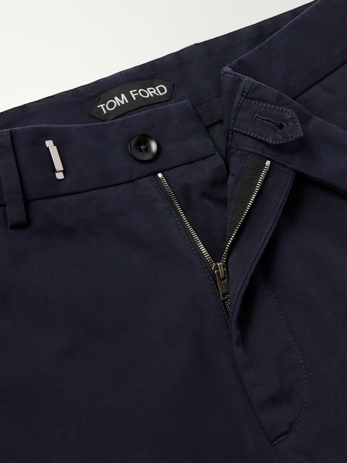 TOM FORD - Straight-Leg Cotton-Blend Twill Shorts - Blue