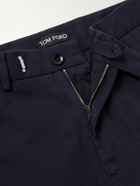 TOM FORD - Straight-Leg Cotton-Blend Twill Shorts - Blue