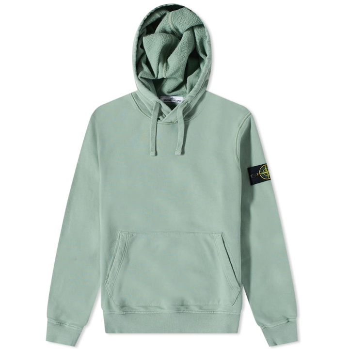 Photo: Stone Island Men's Brushed Cotton Popover Hoody in Sage