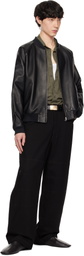 International Gallery BEAMS Black Track Leather Jacket