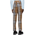 Burberry Brown Wool Check Cropped Tailored Trousers