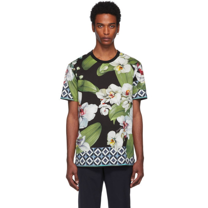 Photo: Dolce and Gabbana Multicolor Orchid Print T-Shirt