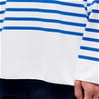 Arpenteur Men's Marine Long Sleeve T-Shirt in White/Blue Stripe
