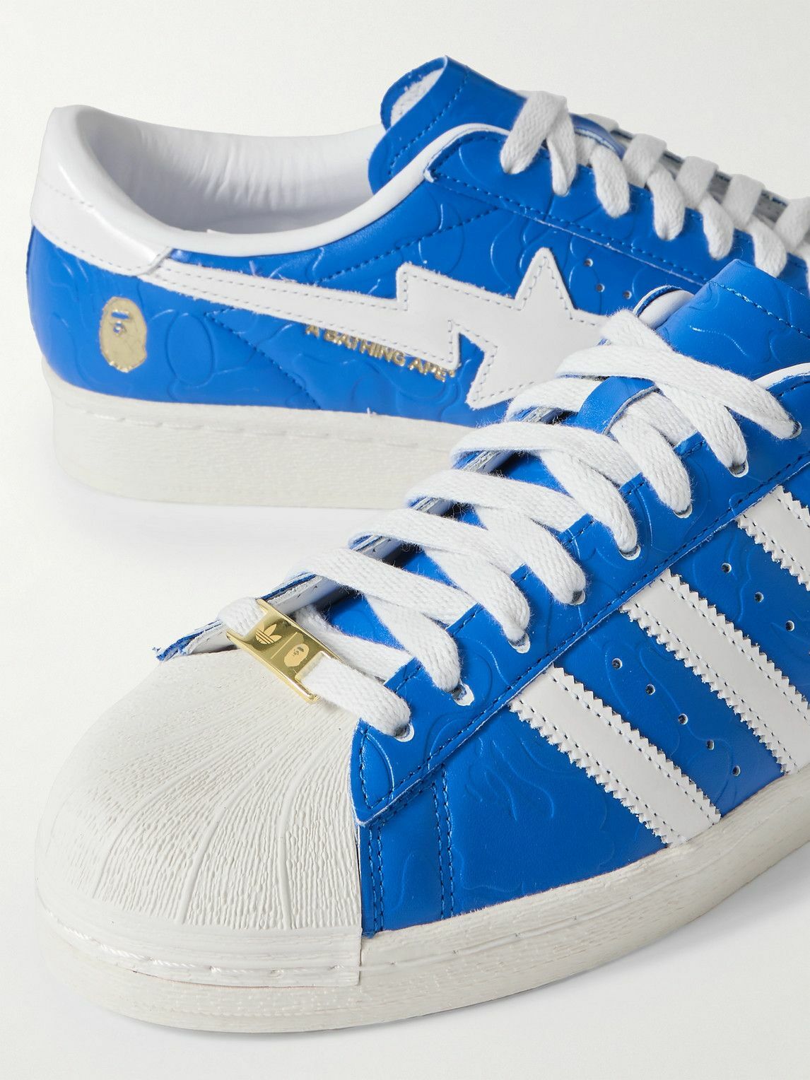 adidas Originals - BAPE Superstar Logo-Embossed Leather Sneakers