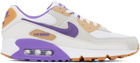 Nike White & Purple Air Max 90 Sneakers