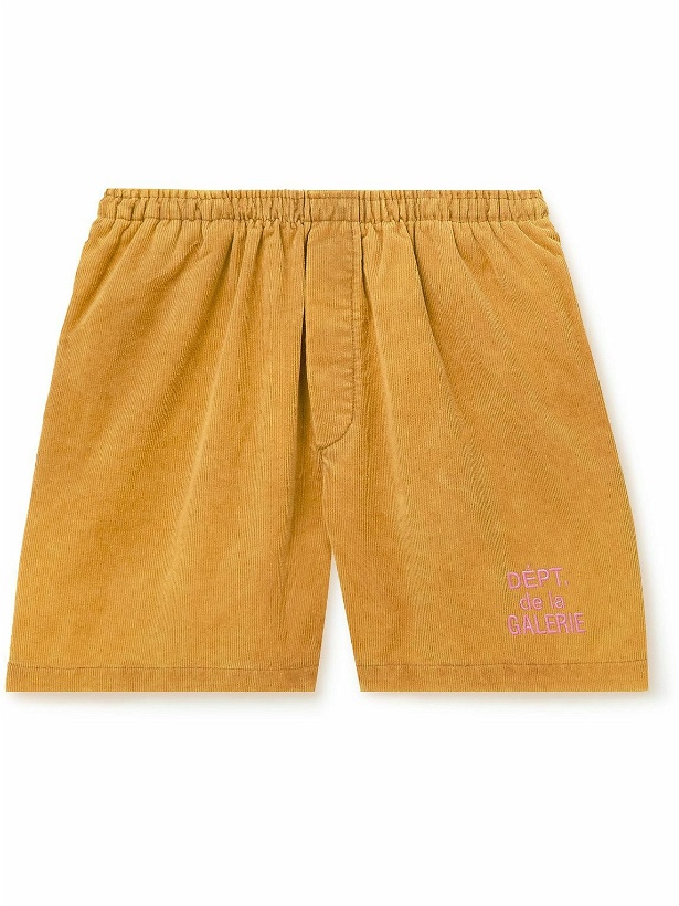 Photo: Gallery Dept. - Straight-Leg Logo-Embroidered Cotton-Corduroy Shorts - Orange