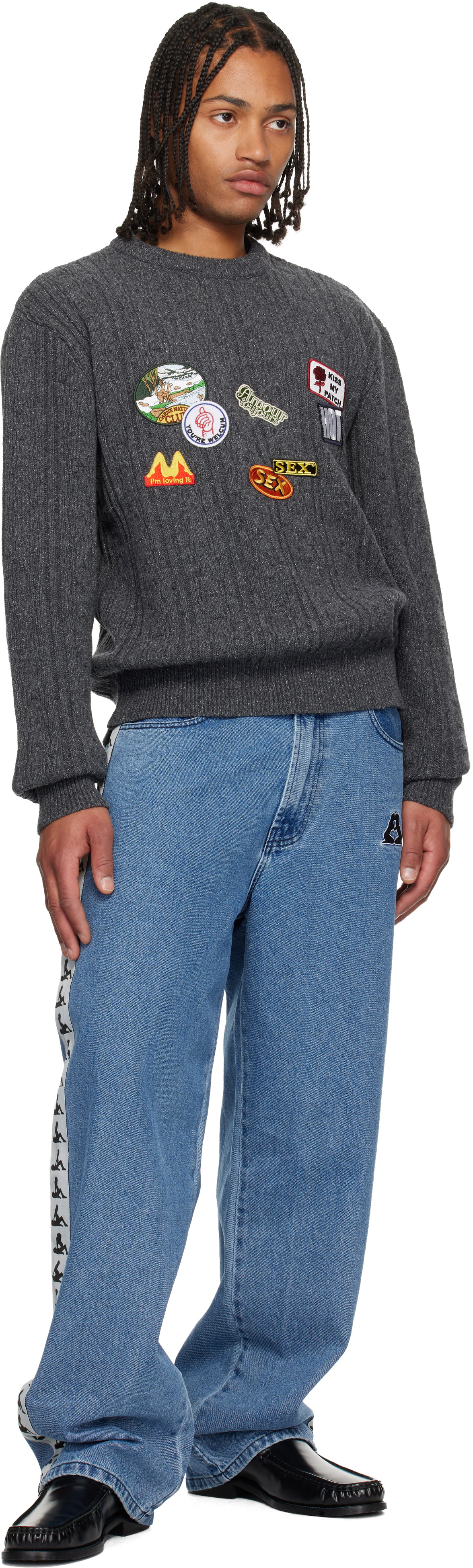 Carne Bollente Gray Patchwork Love Affair Sweater