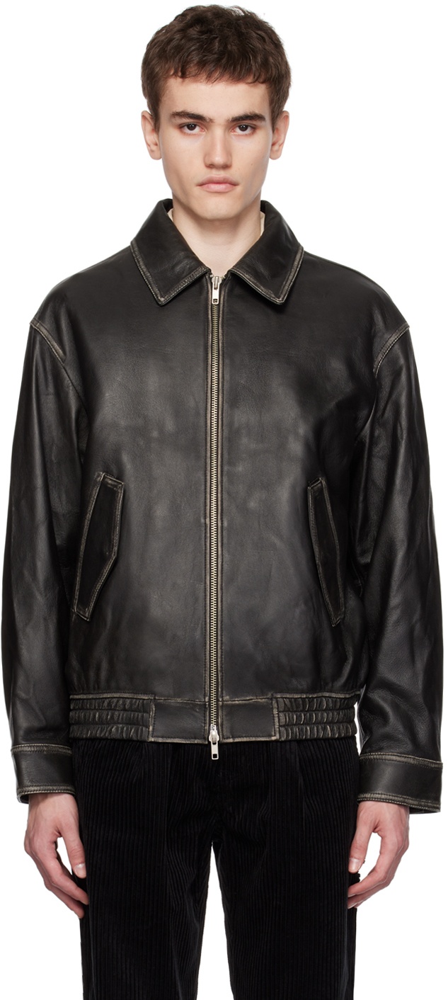 Dunst Black Faded Leather Jacket