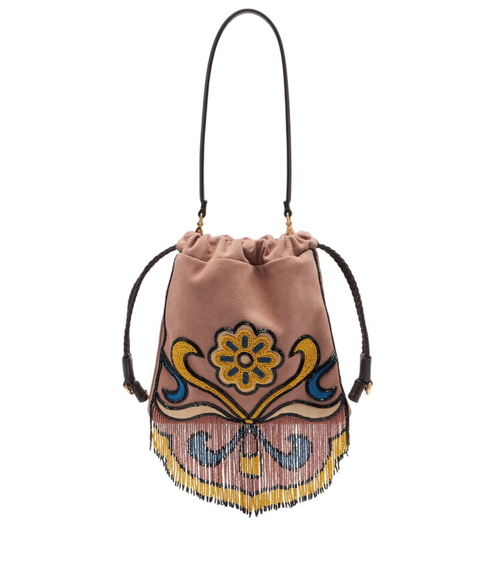 Photo: Etro Kalispera Small beaded suede shoulder bag