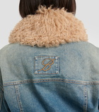 Blumarine Faux fur-trimmed denim jacket