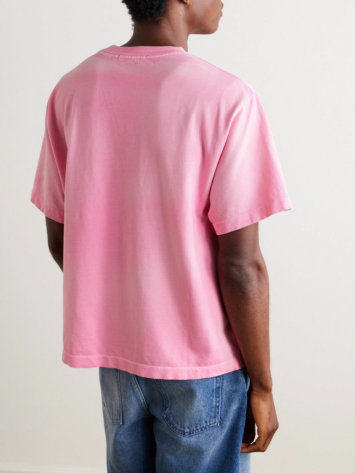 The Elder Statesman - Sunbleached Cotton and Cashmere-Blend Jersey T-Shirt - Pink