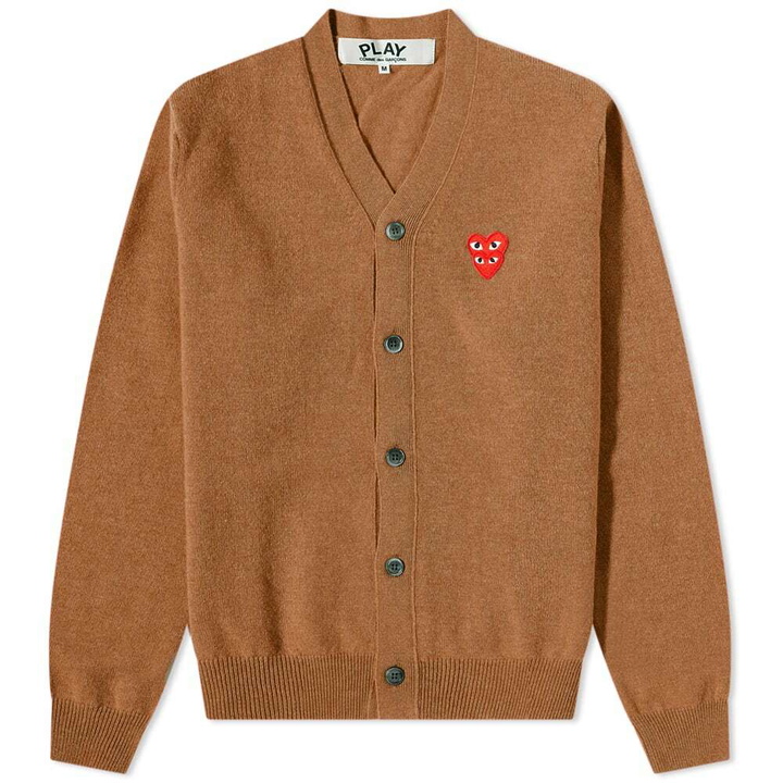 Photo: Comme des Garçons Play Men's Overlapping Heart Cardigan in Brown