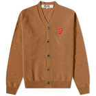 Comme des Garçons Play Men's Overlapping Heart Cardigan in Brown