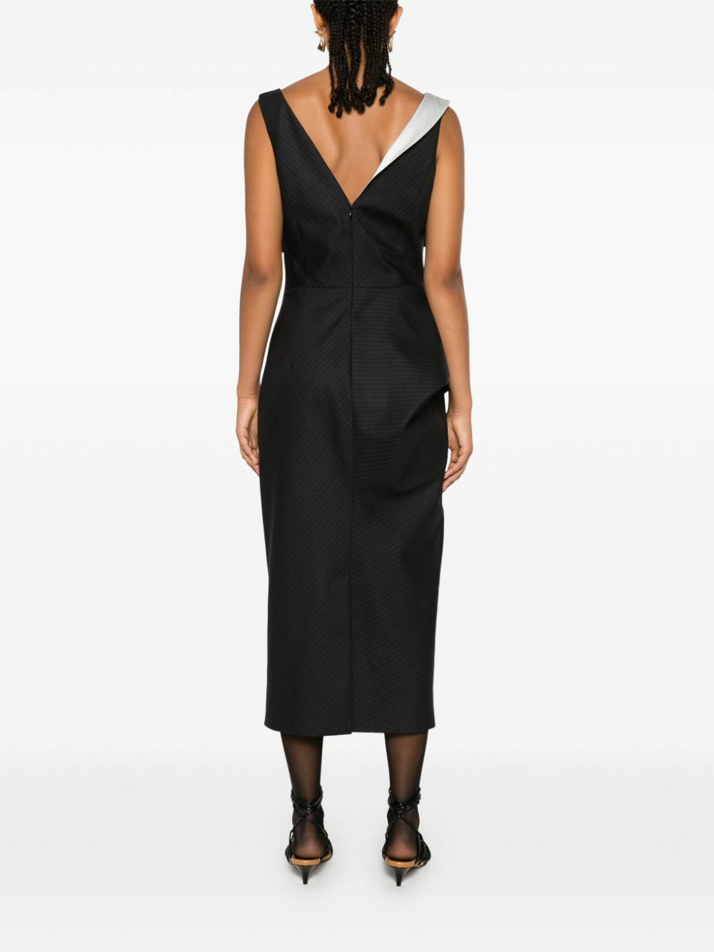 Alexander McQueen Pinstripe Asymmetric Pencil Dress