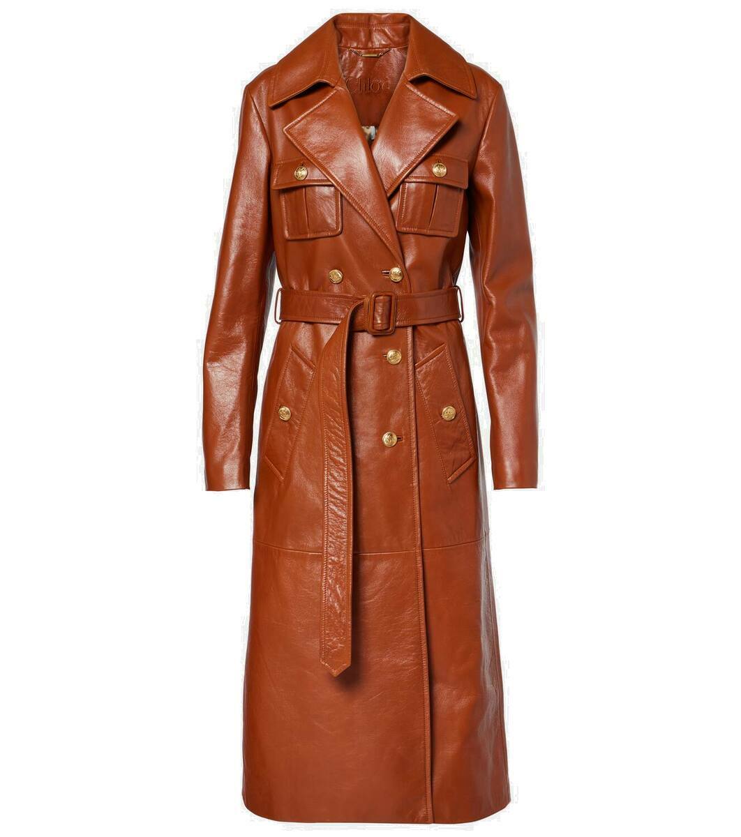Chloé Double-breasted belted leather coat Chloe