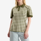 House Of Sunny Women's Putting Polo Short Sleeve Top in Green Check