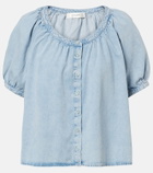 Frame Resort gathered cotton-blend shirt