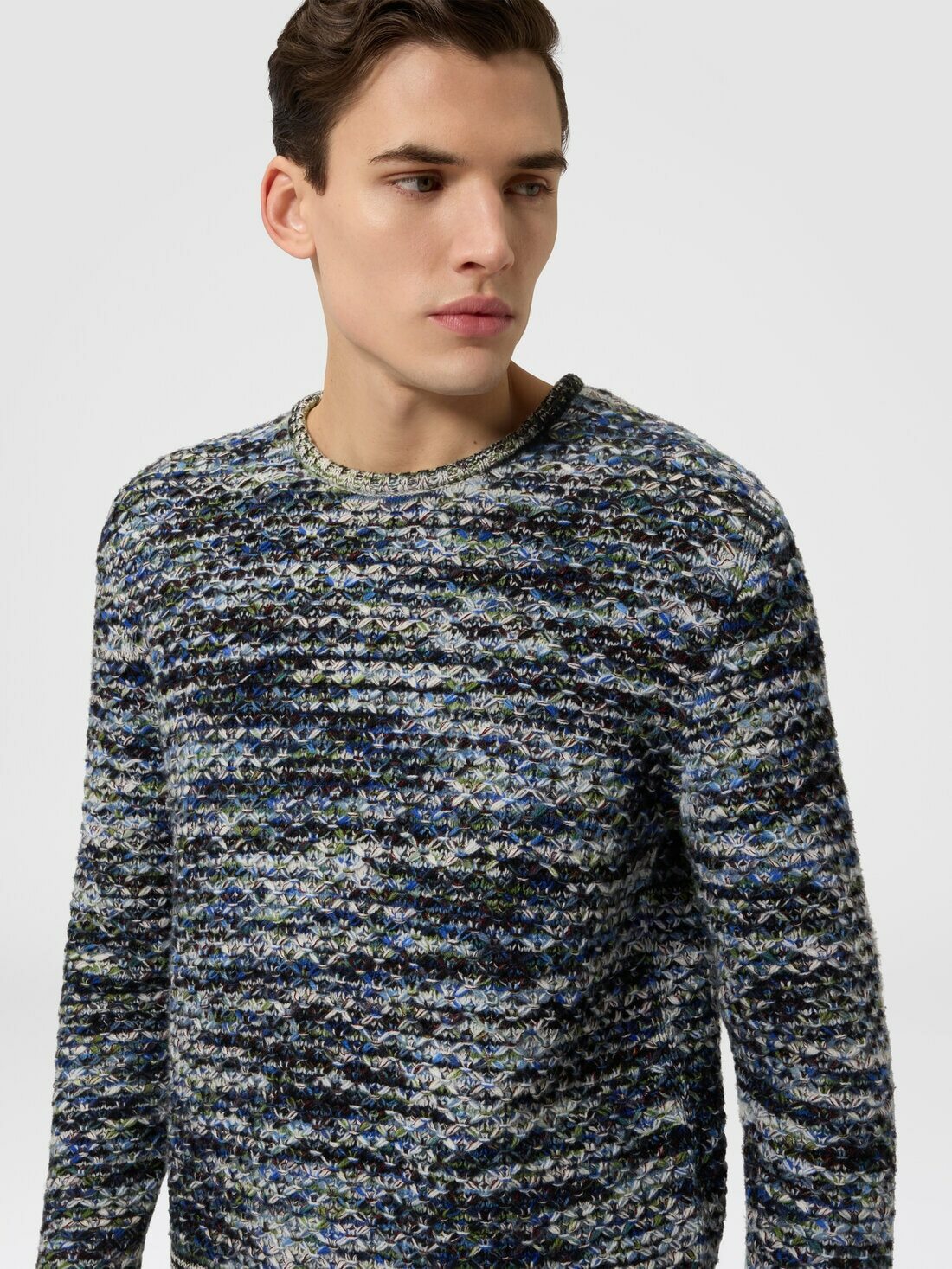 Missoni - Wool and viscose pullover with 3D texture, Men, Multicoloured