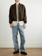 Small Talk - Reversible Fleece and Crinkled-Gabardine Bomber Jacket - Brown