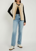 Barbour Dulsie Corduroy-trim Fleece Gilet Ecru