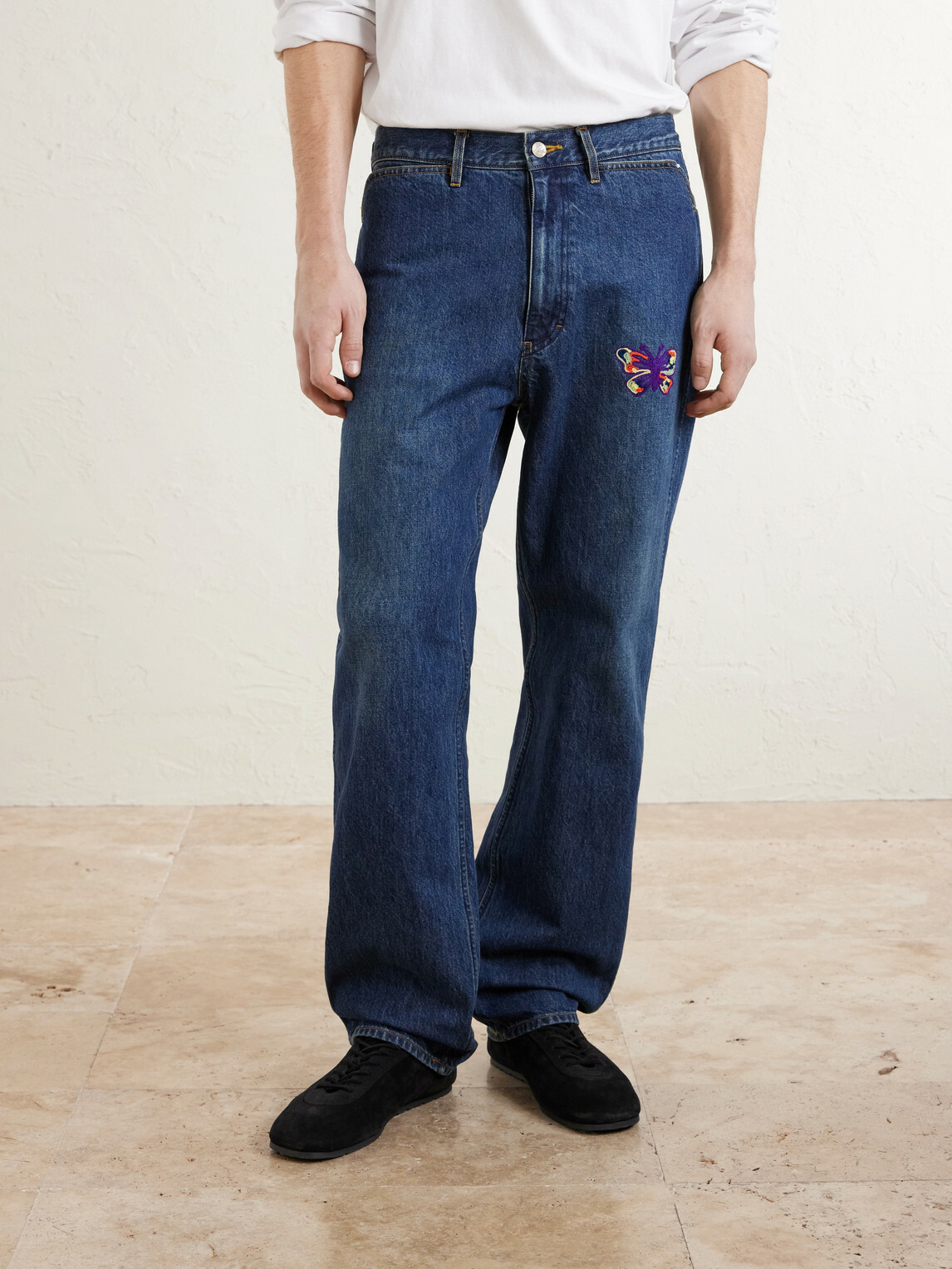 Needles - Straight-Leg Logo-Embroidered Jeans - Blue
