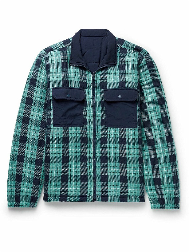 Photo: Outerknown - Blanket Evolution Reversible Checked Organic Cotton and ECONYL Jacket - Blue